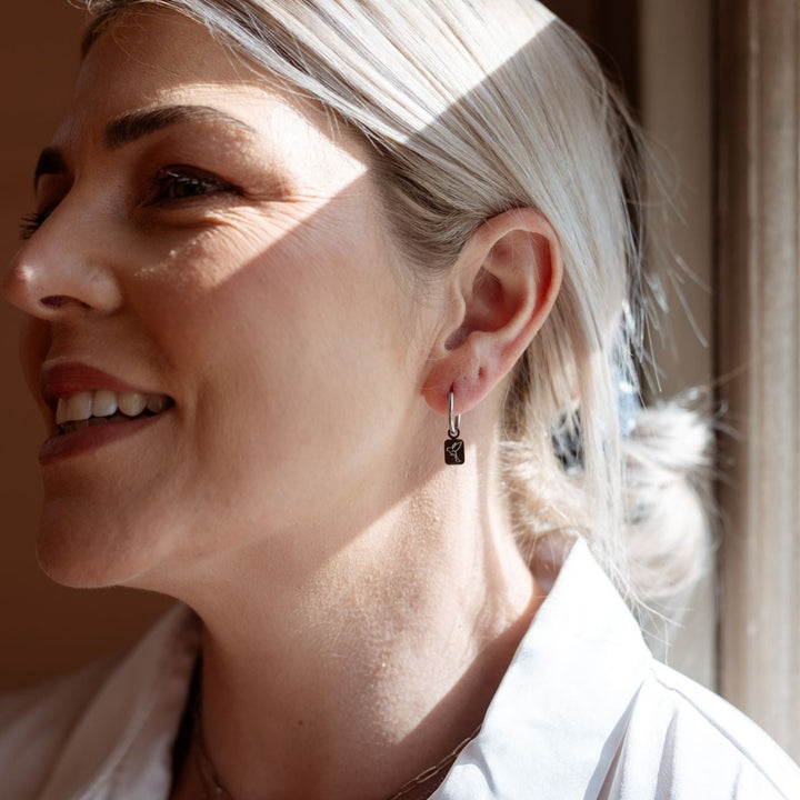 Square Lotus Hoop Earrings