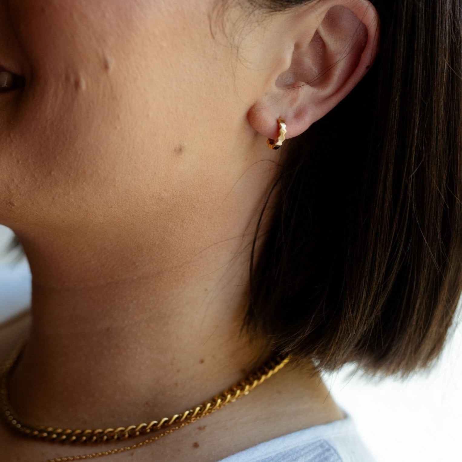 Mini Hex Hoop Earrings
