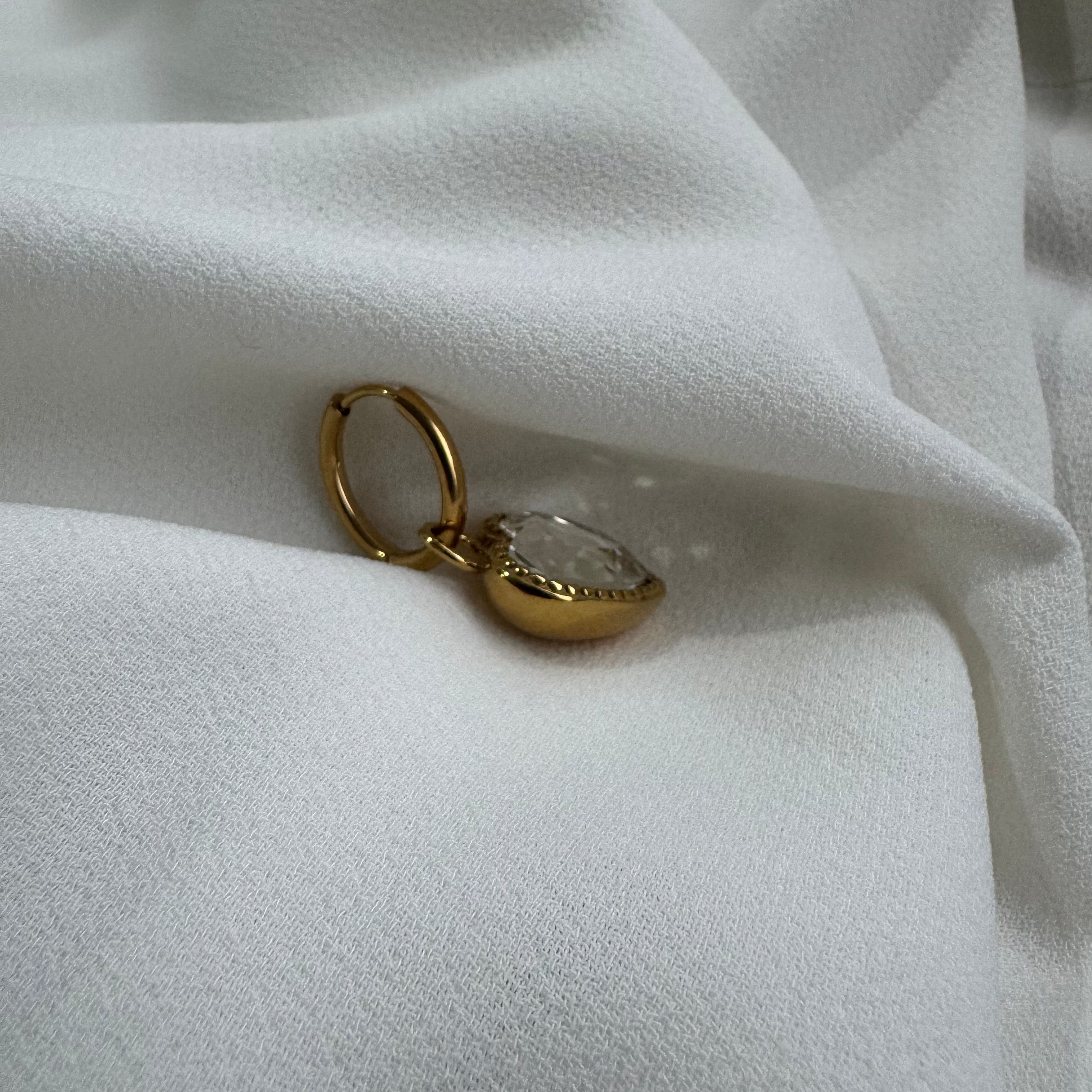 CZ Statement Heart Hoops