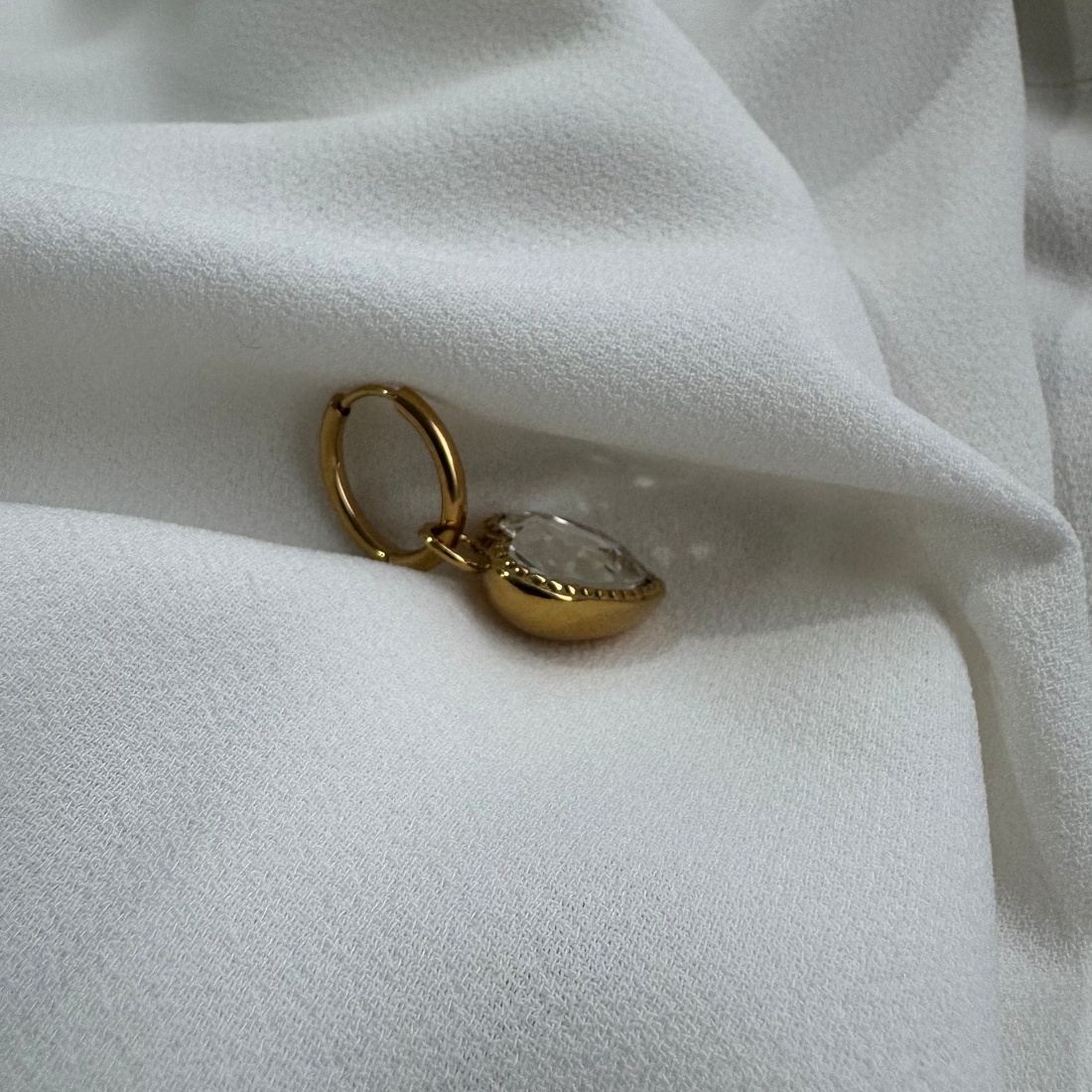 CZ Statement Heart Hoops