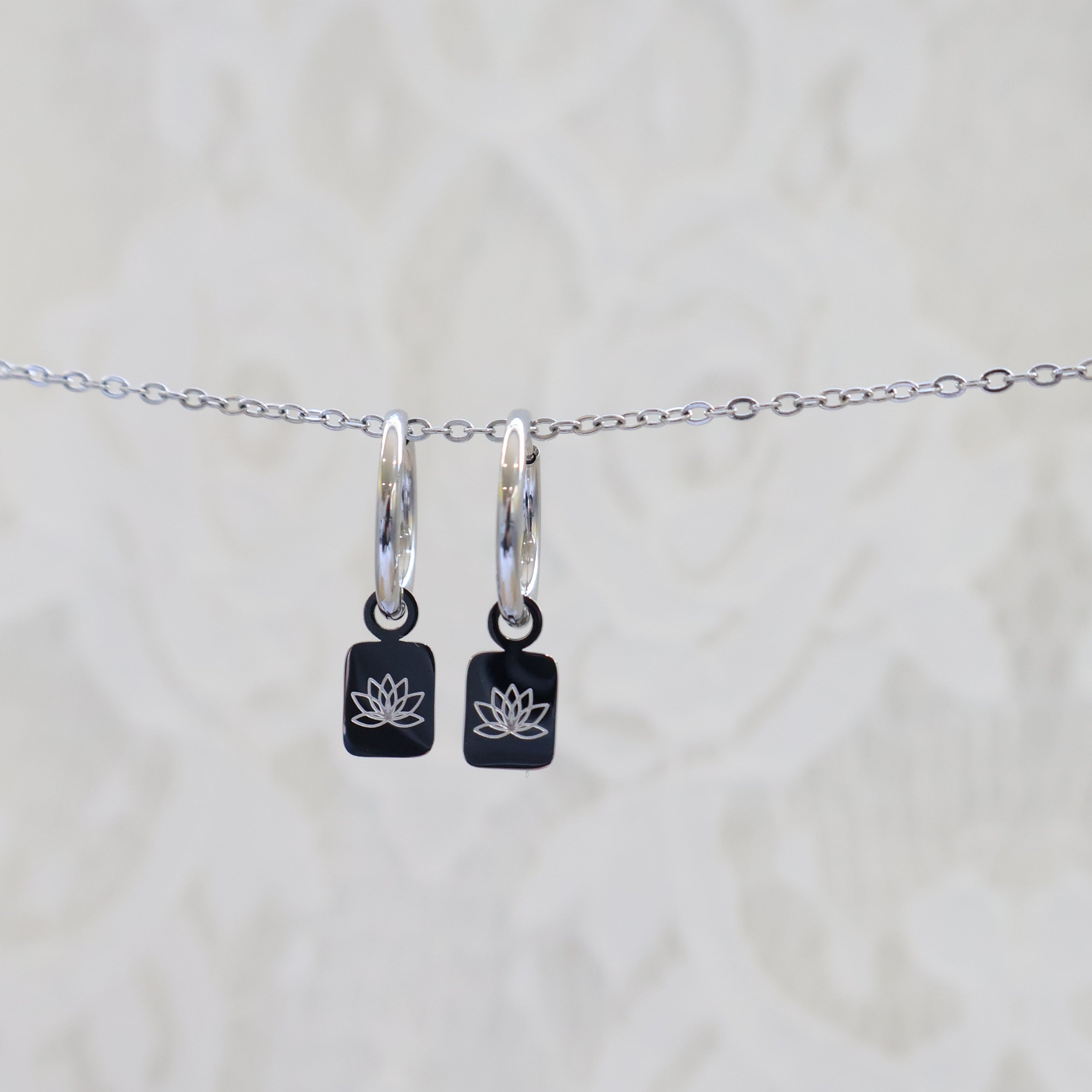 Square Lotus Hoop Earrings