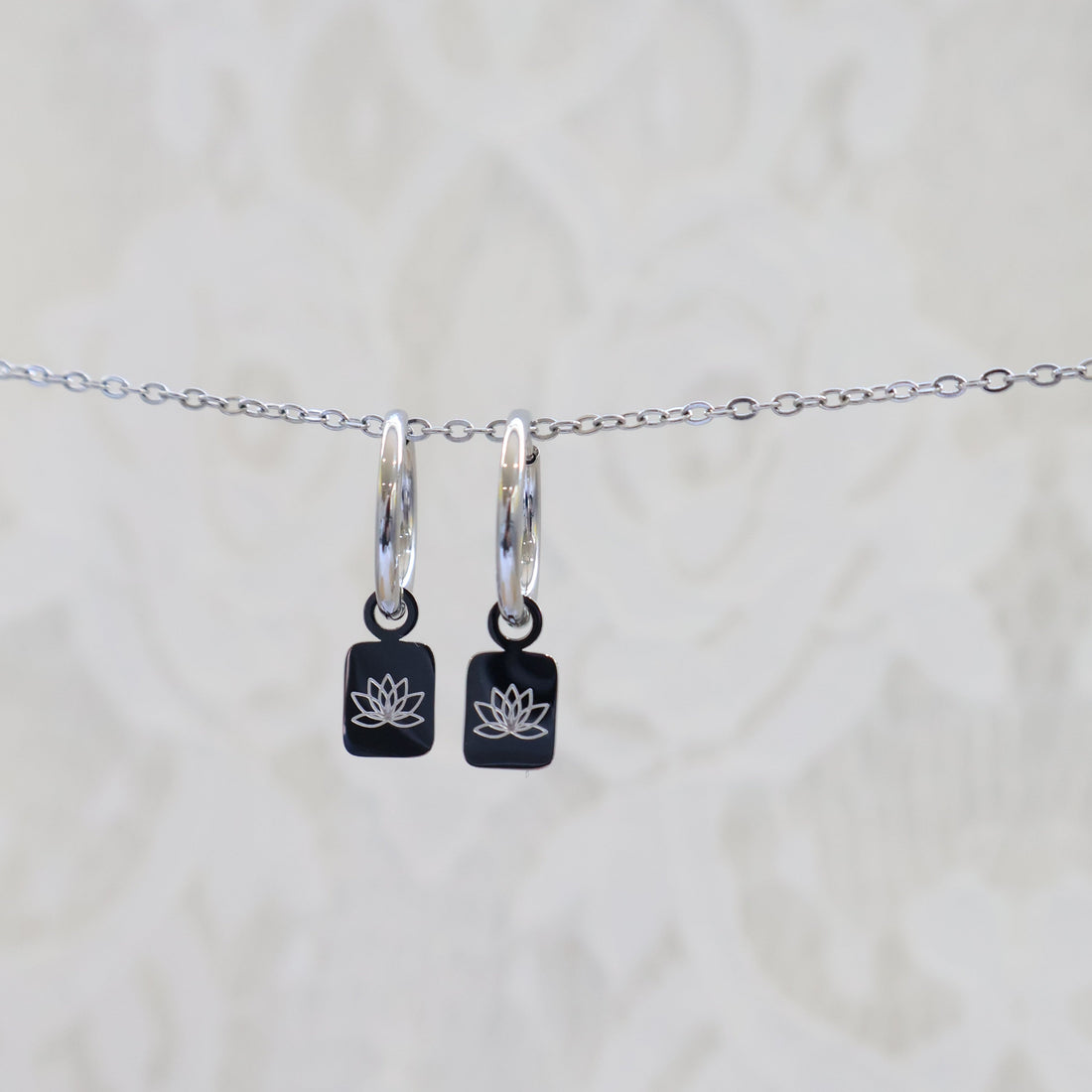 Square Lotus Hoop Earrings