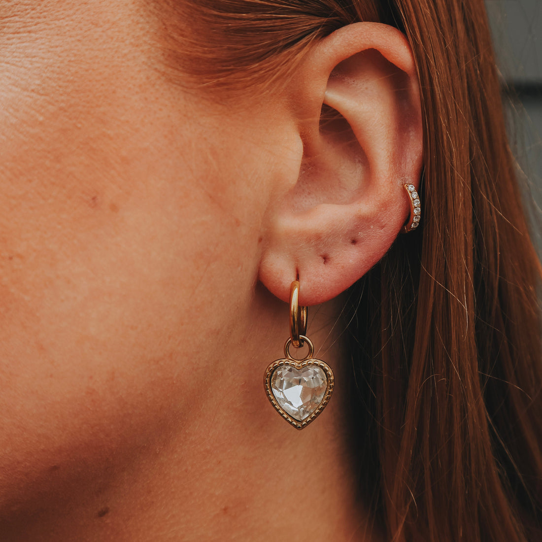 CZ Statement Heart Hoops