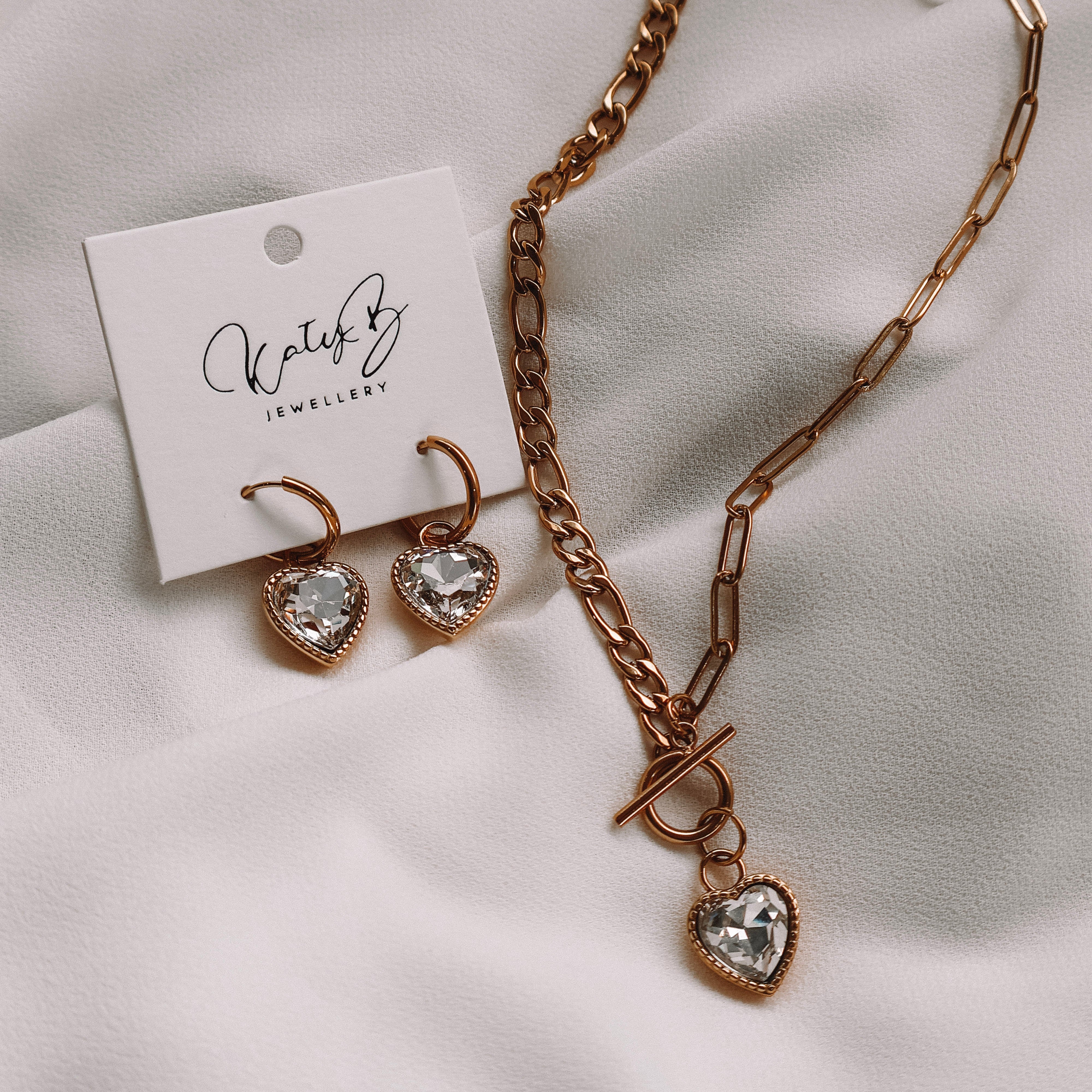 CZ Statement Heart Hoops