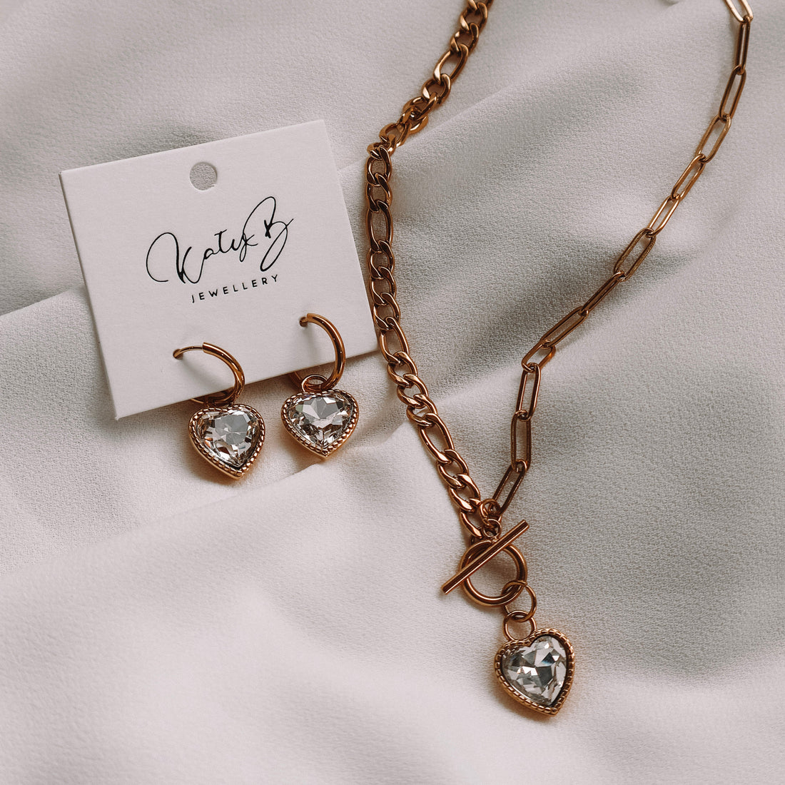 CZ Statement Heart Hoops