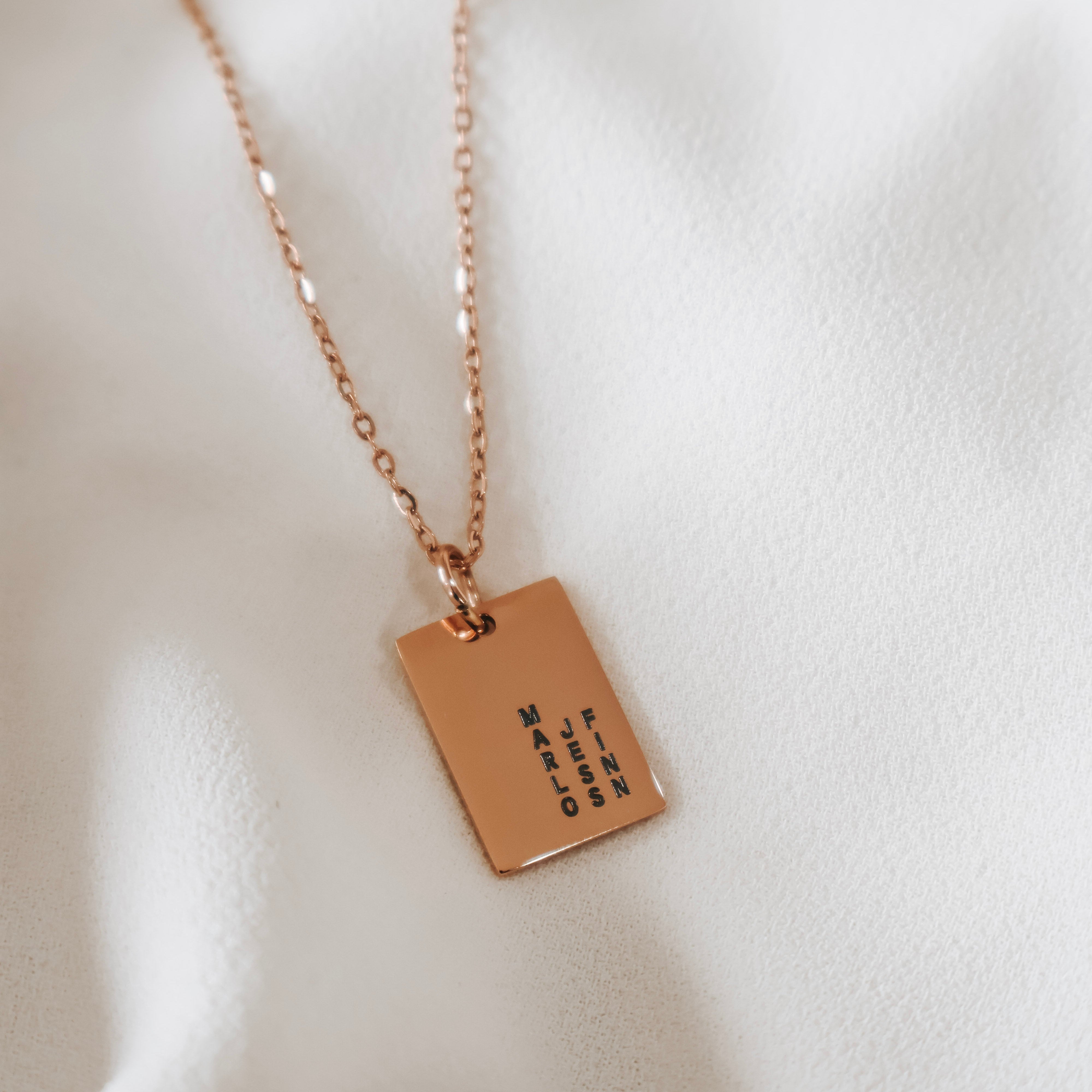 Rose Gold Square Pendant Necklace