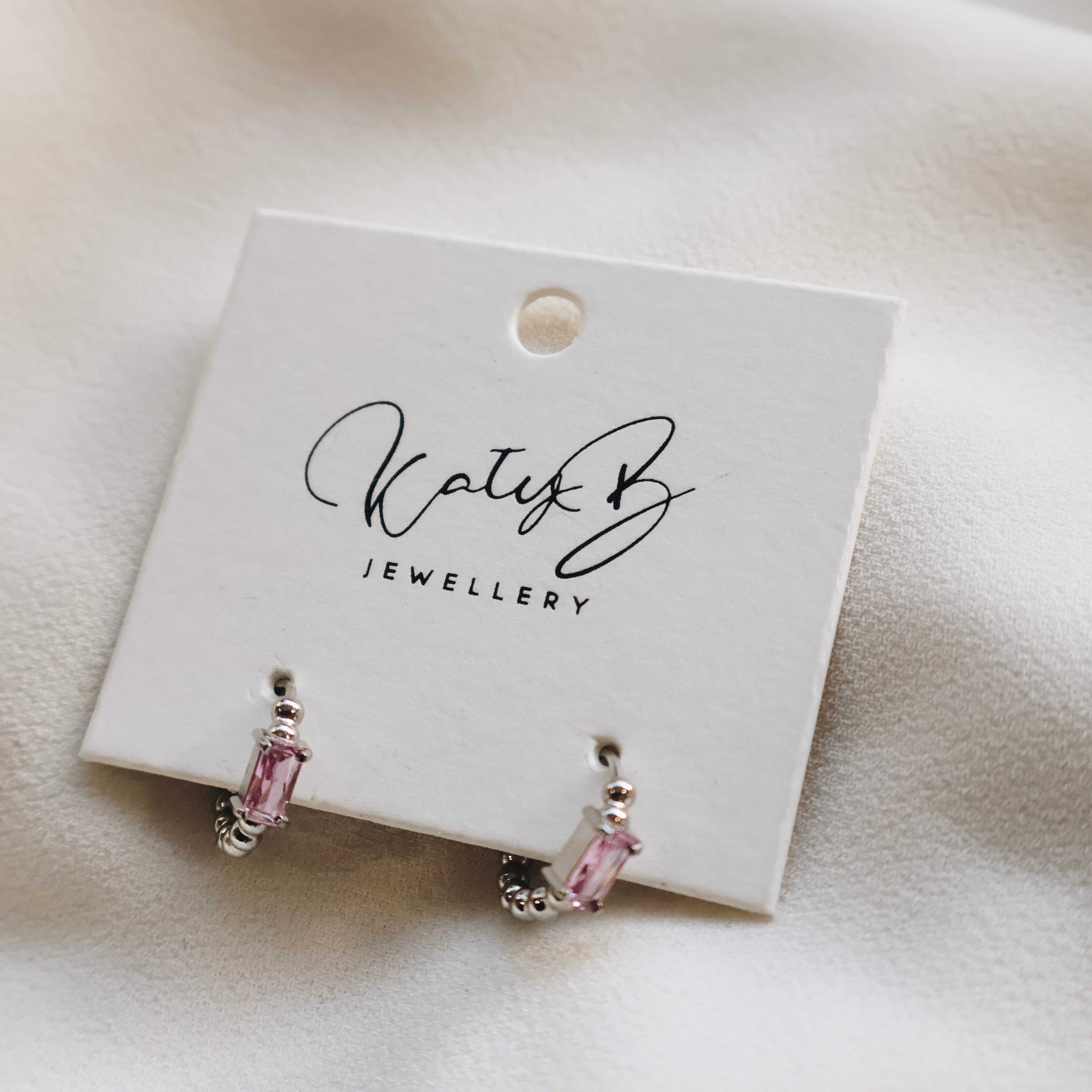 Izzy Hoop Pink Stone