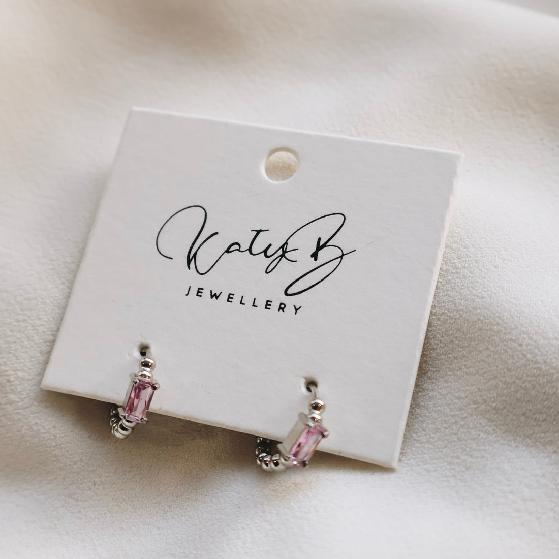 Izzy Hoop Pink Stone
