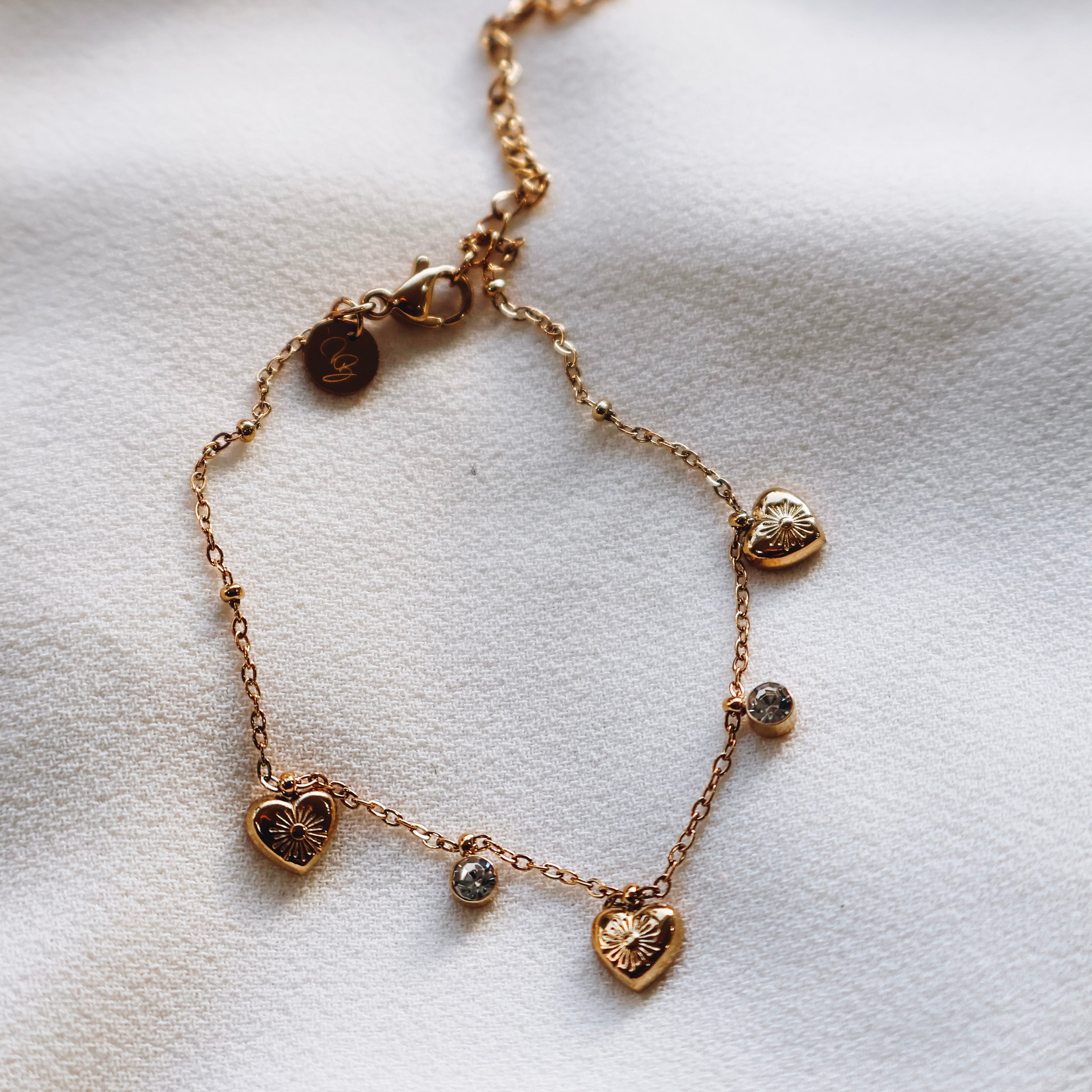 Heart and CZ Charm Bracelet