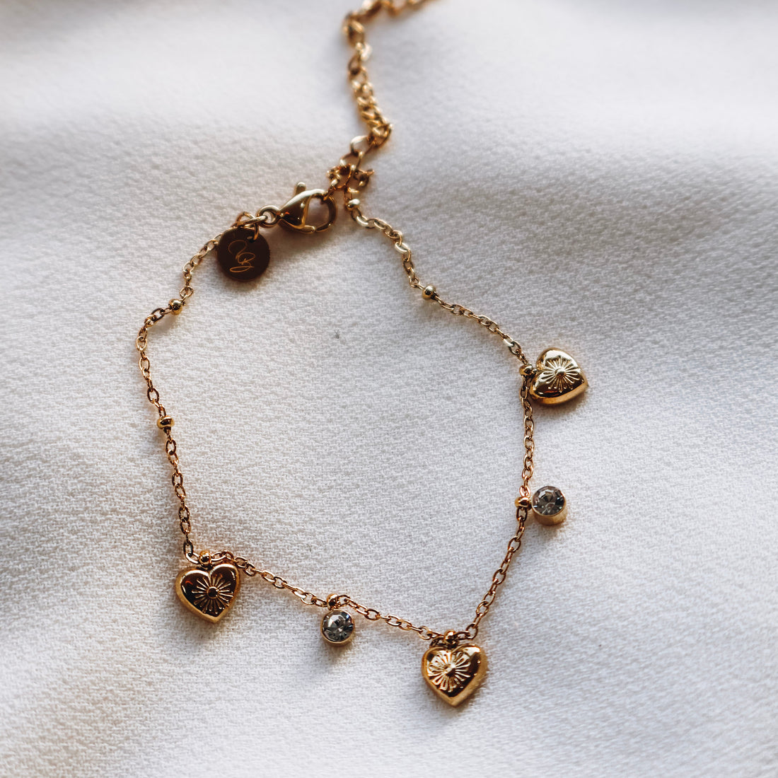 Heart and CZ Charm Bracelet