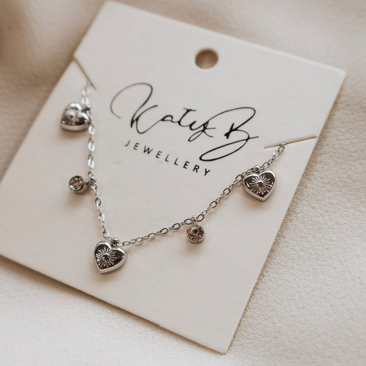 Heart and CZ Charm Bracelet