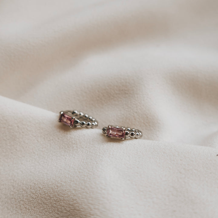 Izzy Hoop Pink Stone