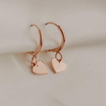 Rose Gold Heart Hoop Earrings