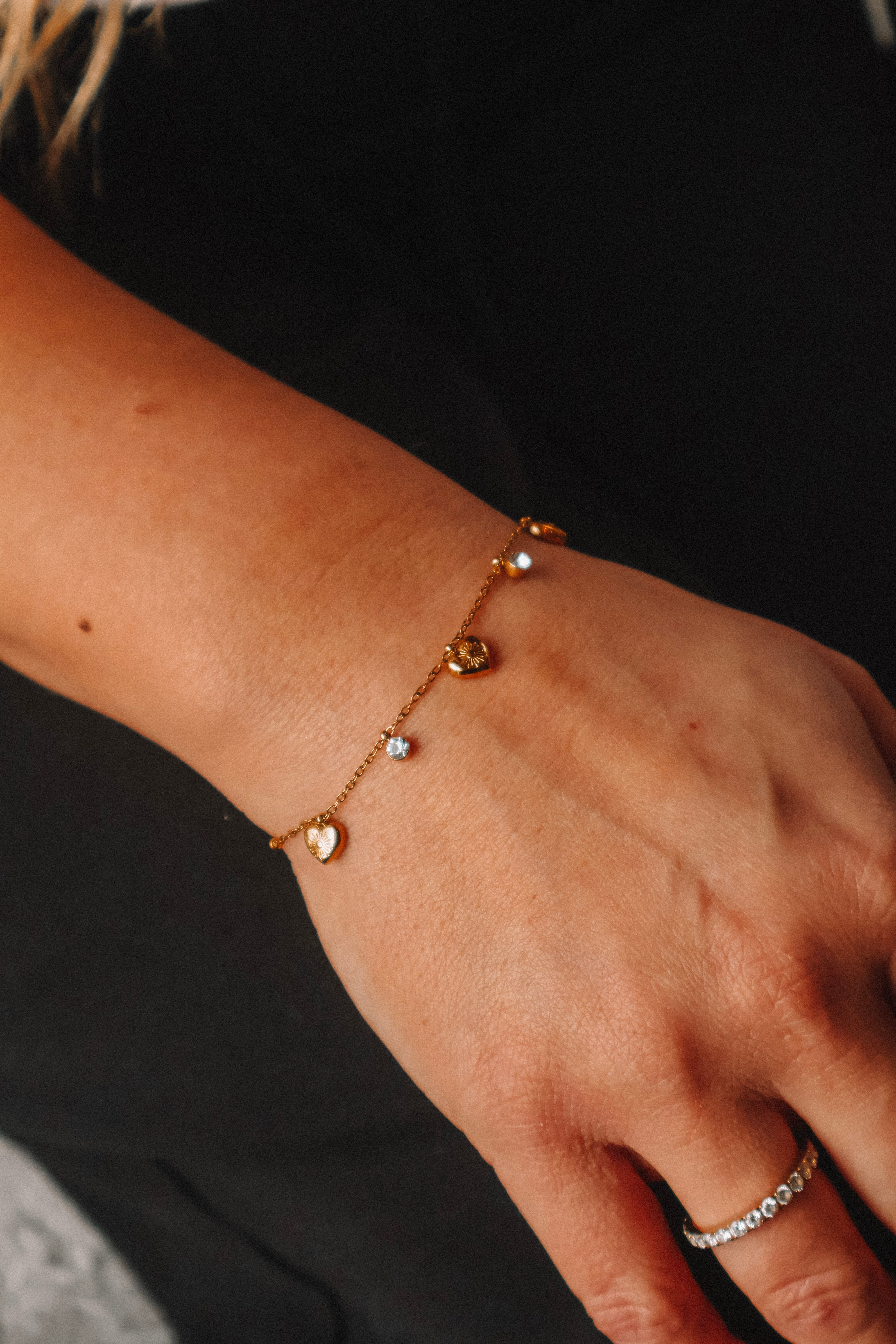 Heart and CZ Charm Bracelet