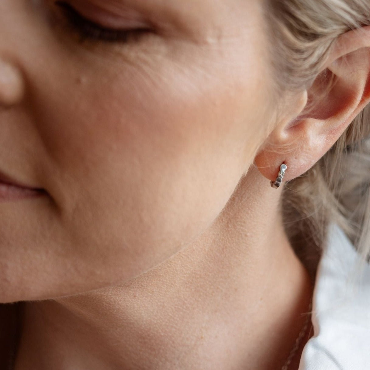 Mini Hex Hoop Earrings