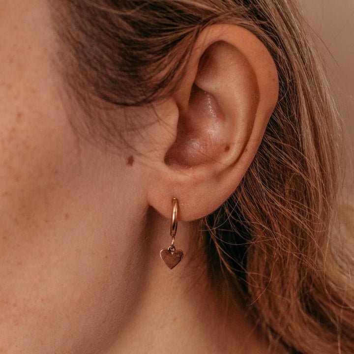 Rose Gold Heart Hoop Earrings