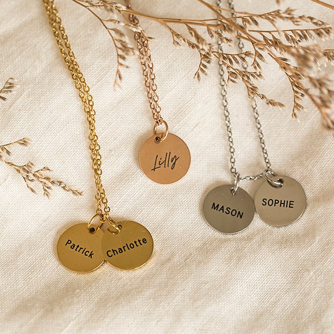 Gold Engraved Name Necklace